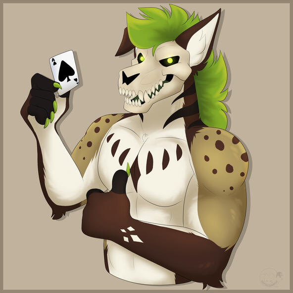 Searing Searing holding an ace of spades. Homage to a Super Saturday workout theme.