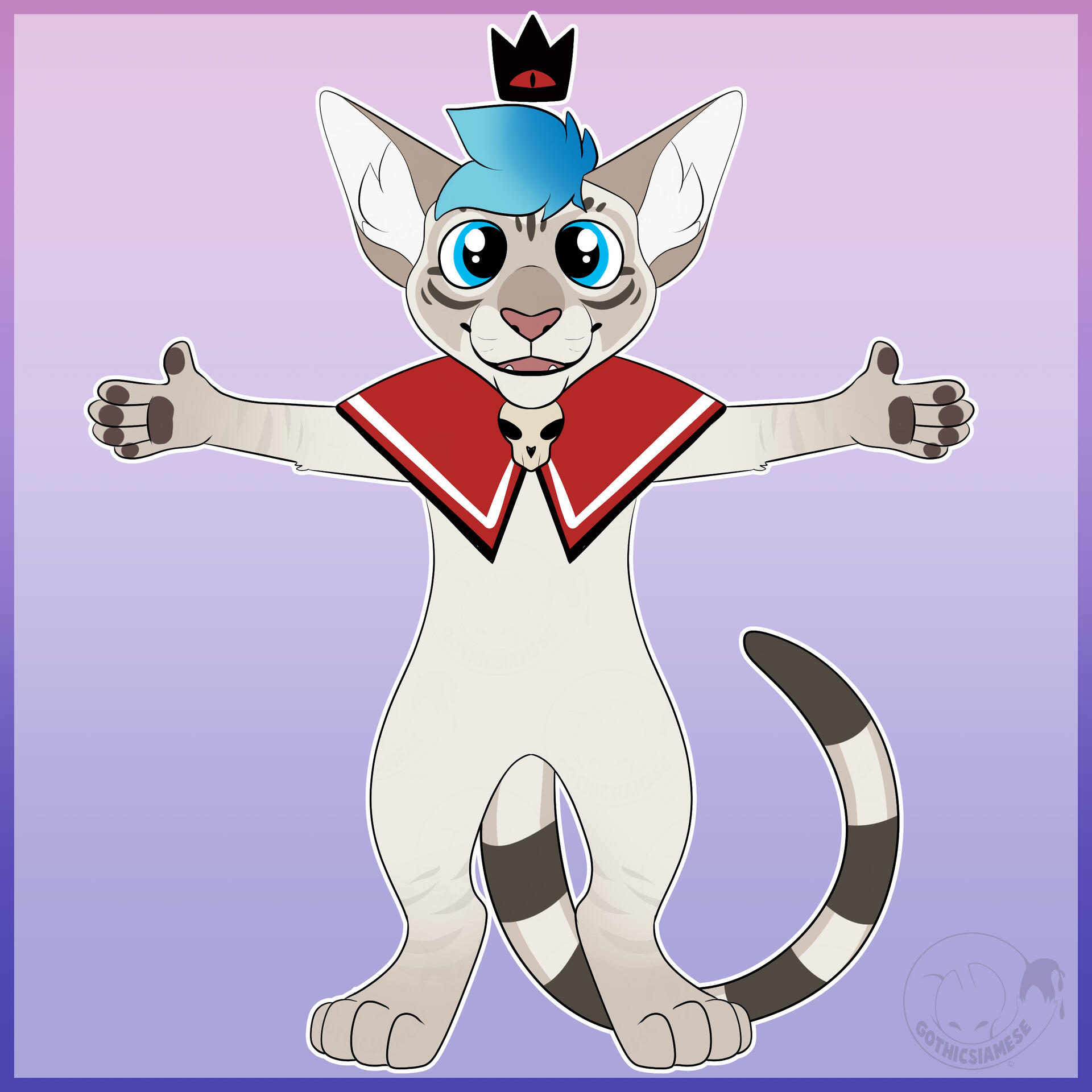 Cult of the Cat A lynx point siamese / colorpoint shorthair cat that is posing with Cult of the Lamb attire. Cute Pngtuber image.